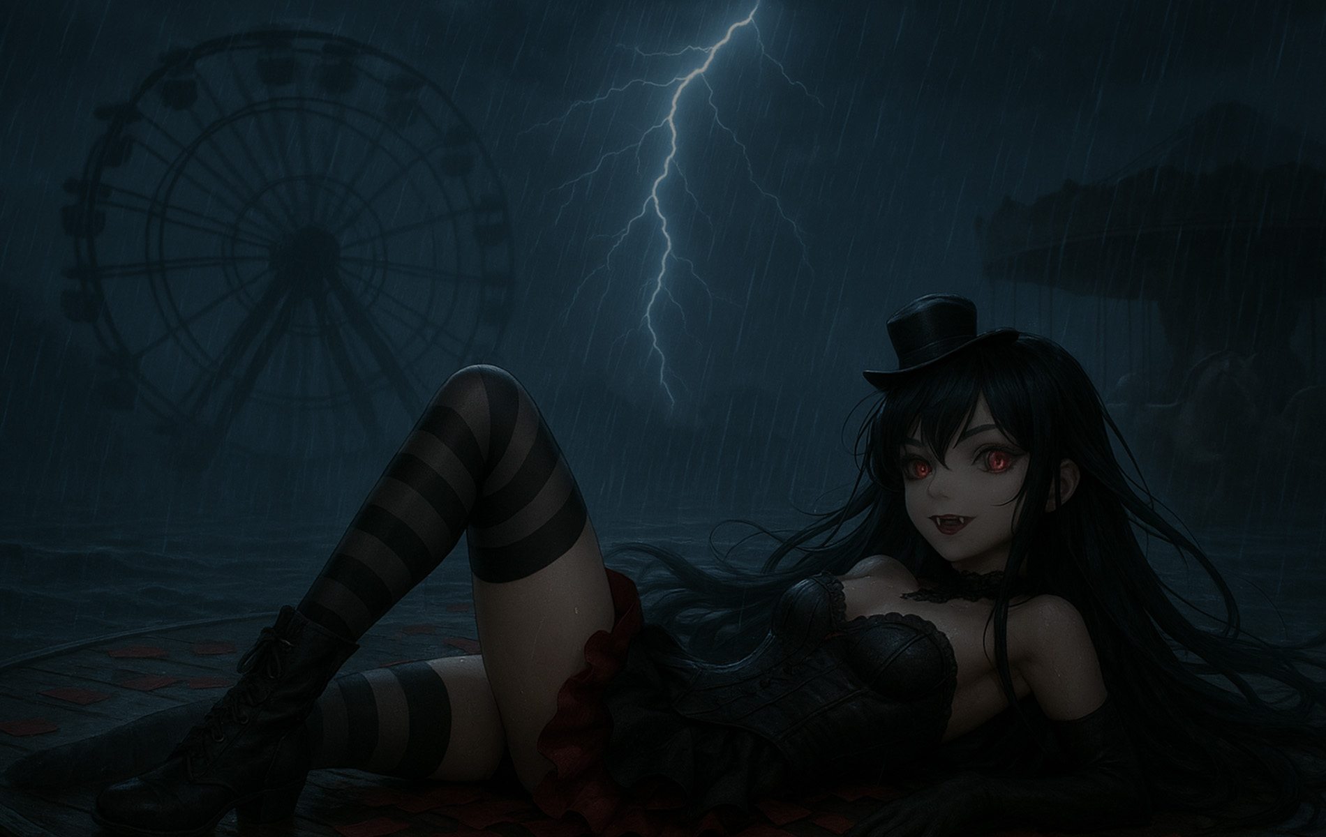 Sexy Vampire Laying On The Ground Eager To Play