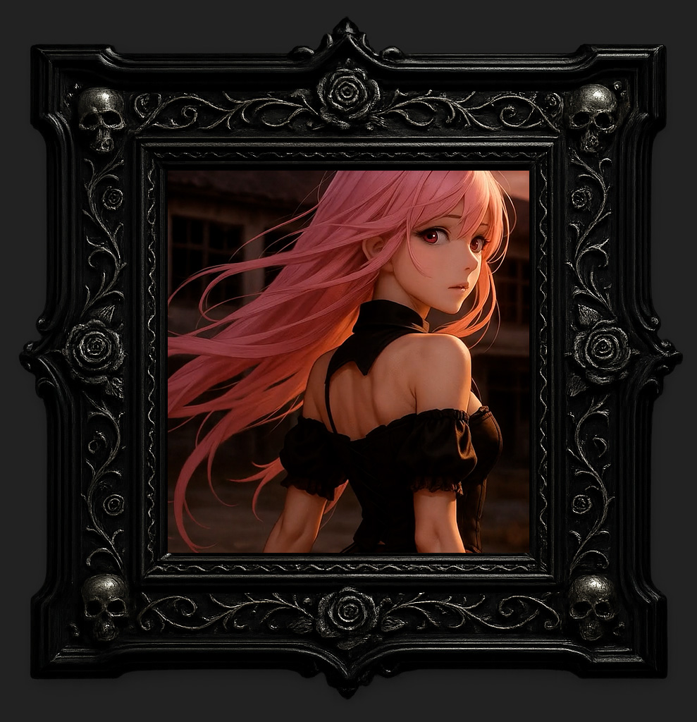 Carmello the vampire with pink hair