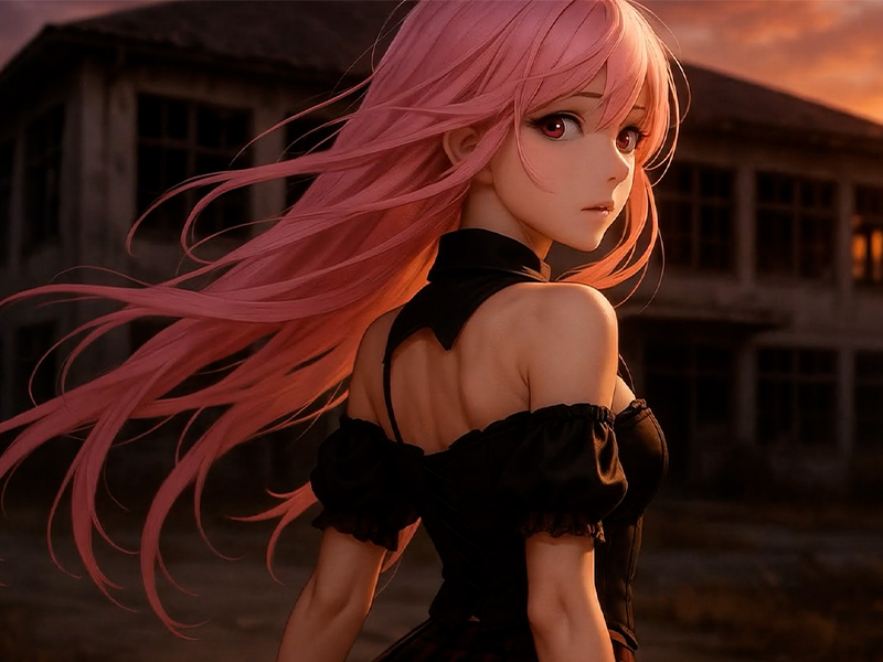 Anime beach vampire girl